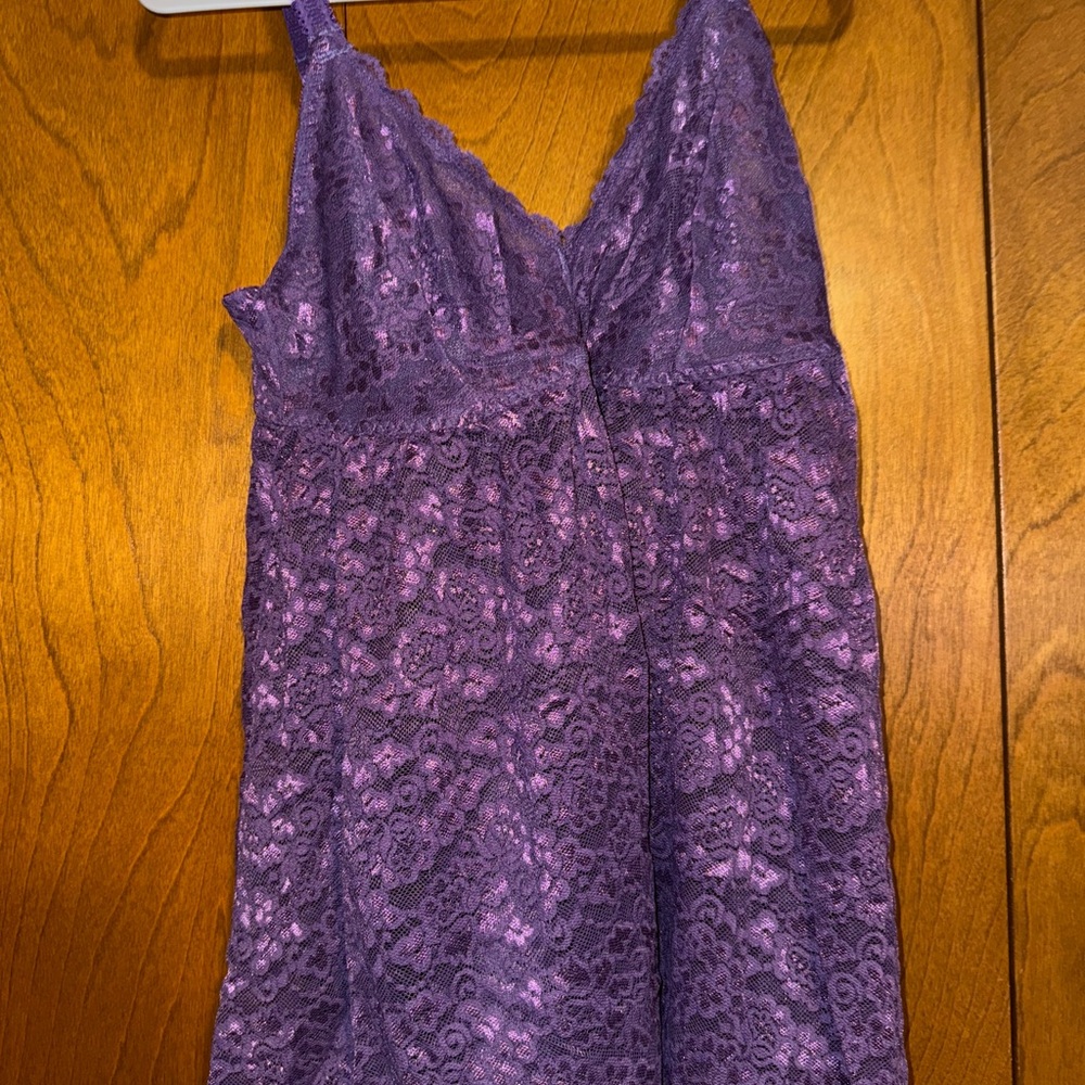 Elegant Purple Lace Babydoll Chemise